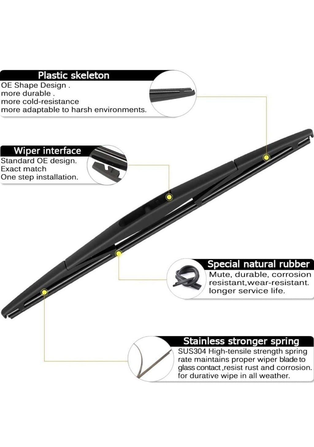 16"+16" Windshield Wipers with 12 Inch Rear Wiper Blade Replacement for Jeep ...2