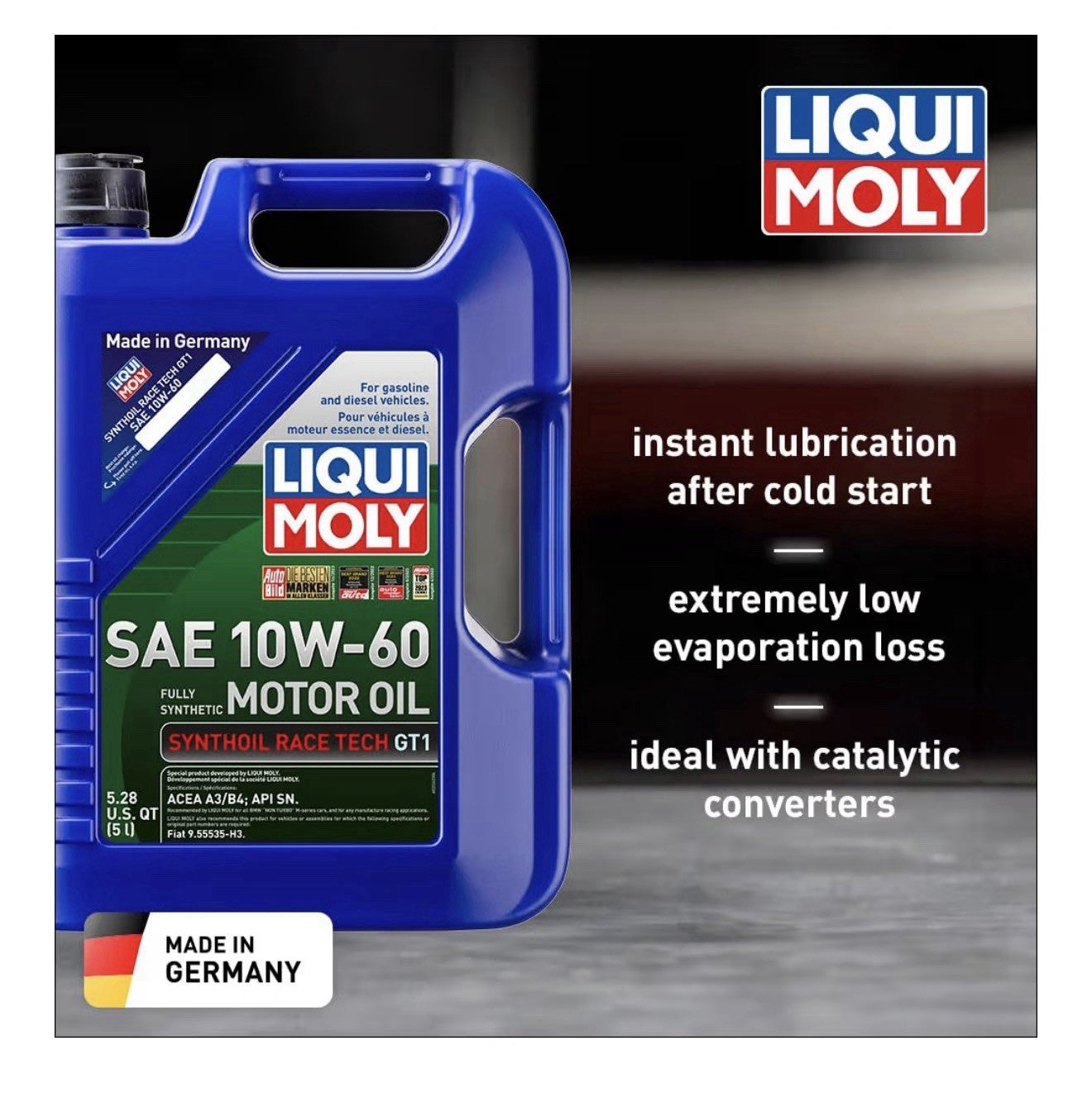 Liqui Moly 10w-60 Synthoil Race Tech GT1 SAE (1) 5 Liter Bottle 20241
