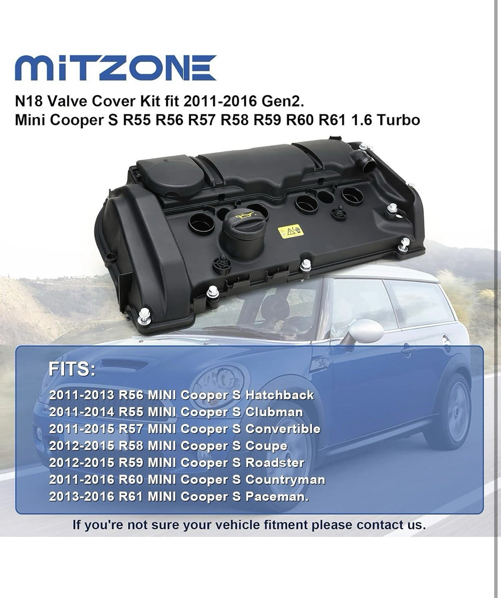 11127646552 Engine Valve Cover Kit, with Gasket, Bolts and Oil Cap Fit for 20...3