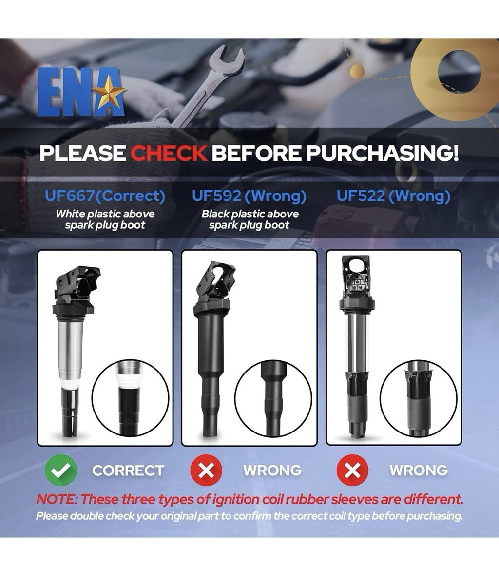 ENA Set of 6 Ignition Coil Pack Compatible with BMW 128i 135i 323i ... Fast Ship1