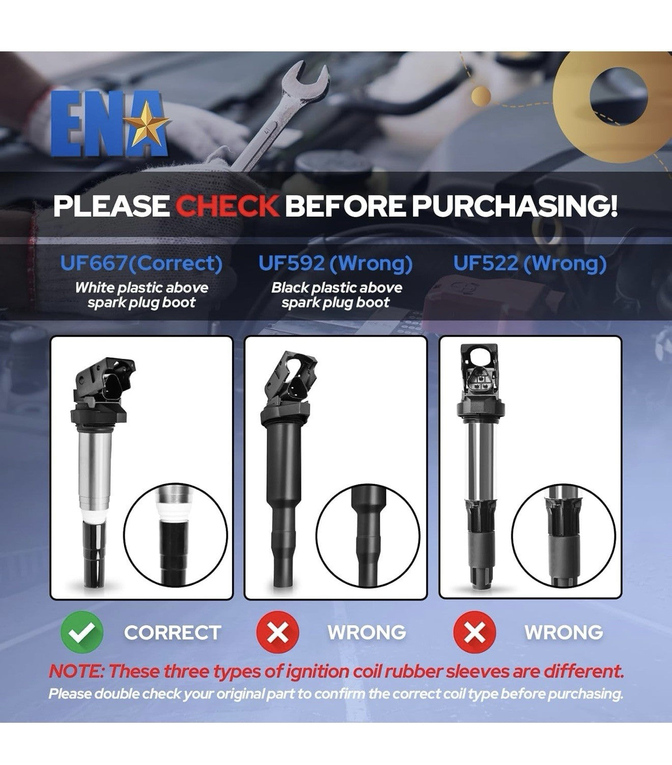 ENA Set of 6 Ignition Coil Pack Compatible with BMW 128i 135i 323i ... Fast Ship1