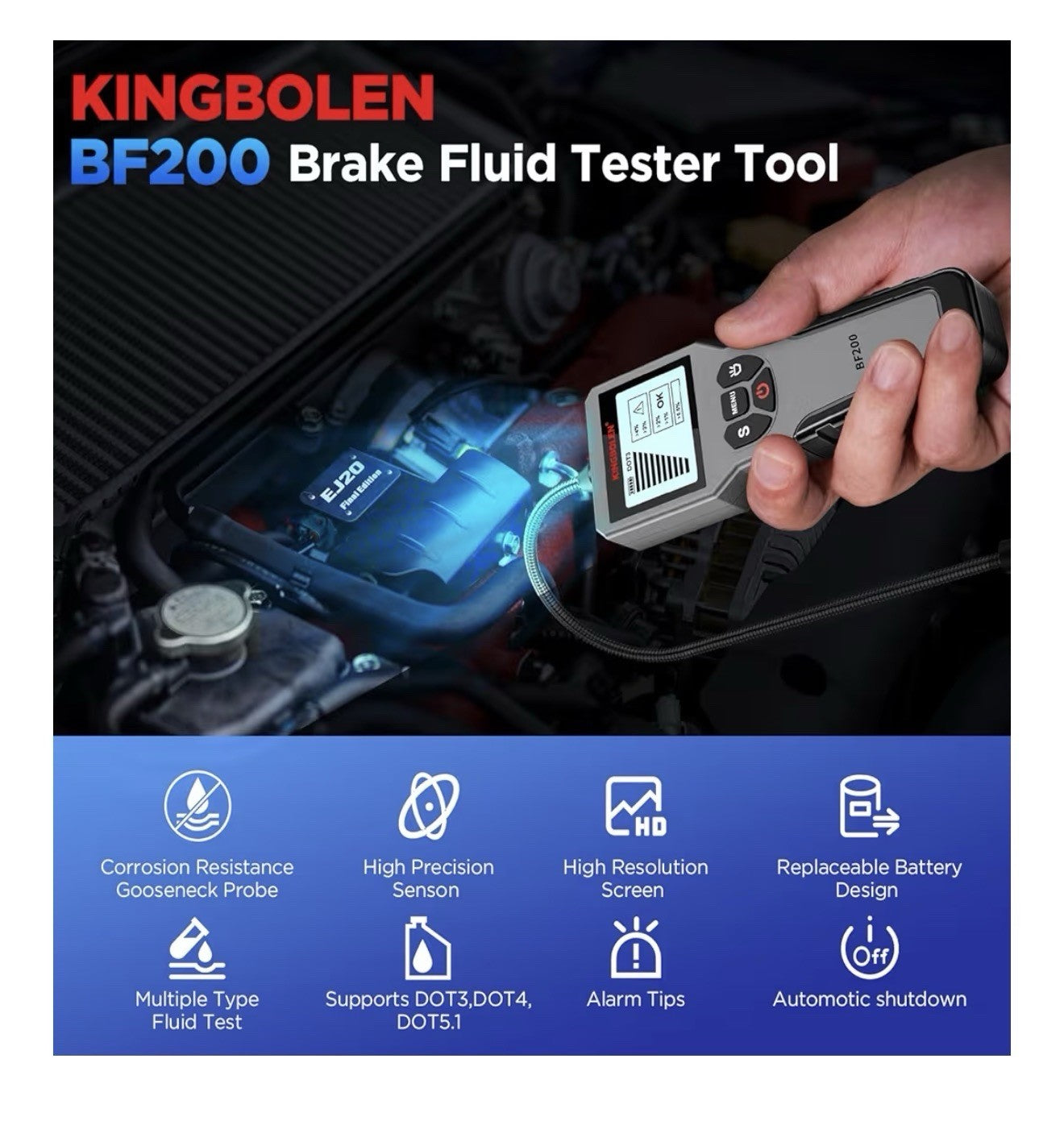 Brake Fluid Tester, High Precision Car Brake Fluid Detector, Hydraulic BF2001