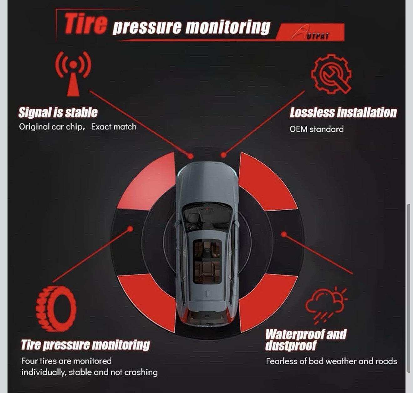 Pre-Programmed TPMS Sensor 315Mhz Fits for:-Chevy Tahoe 2007-2020, Impala 2006 6