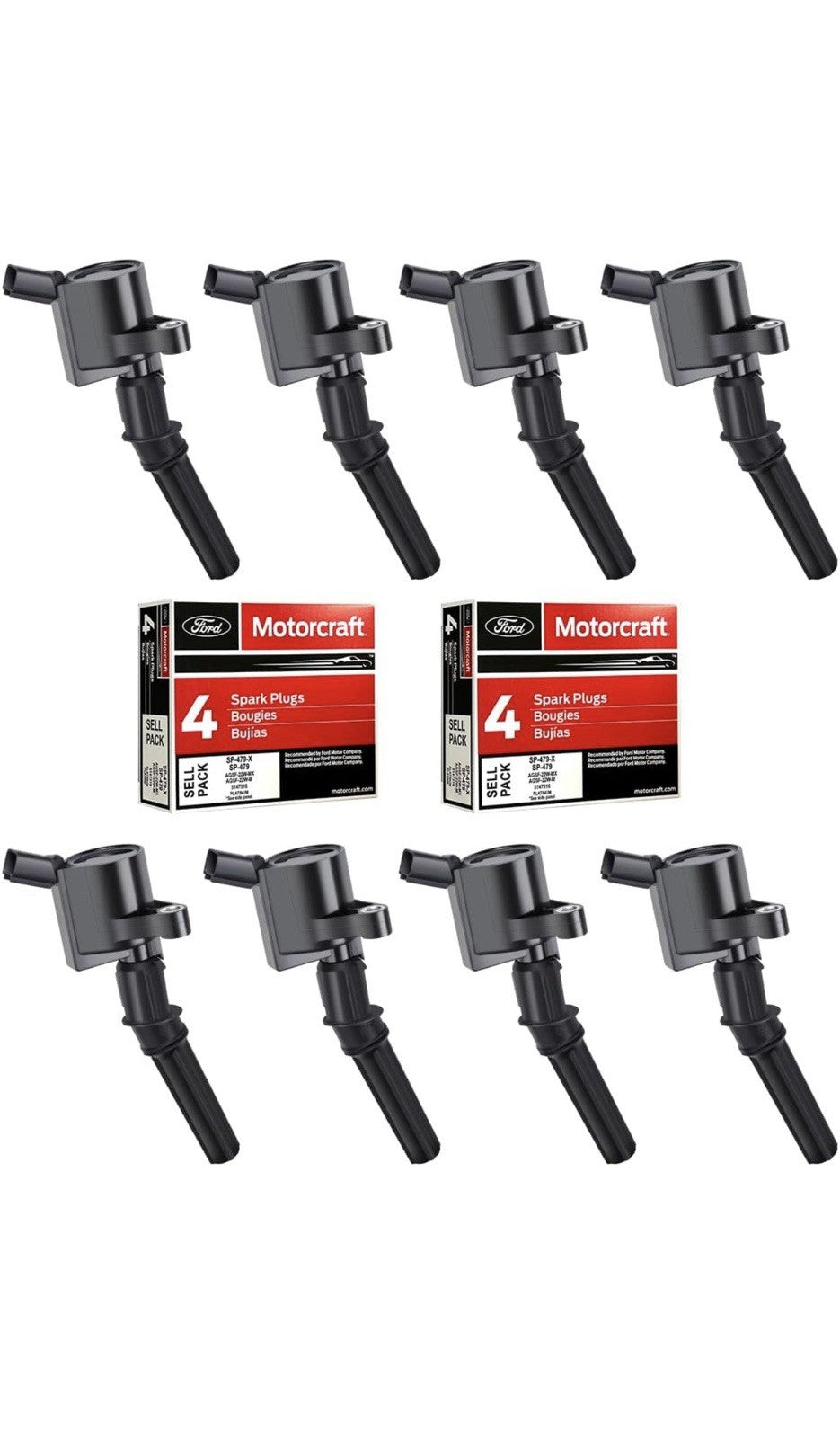 MAS Set of 8 Ignition Coil DG508 & Motorcraft Spark Plug SP479 Compatible with9