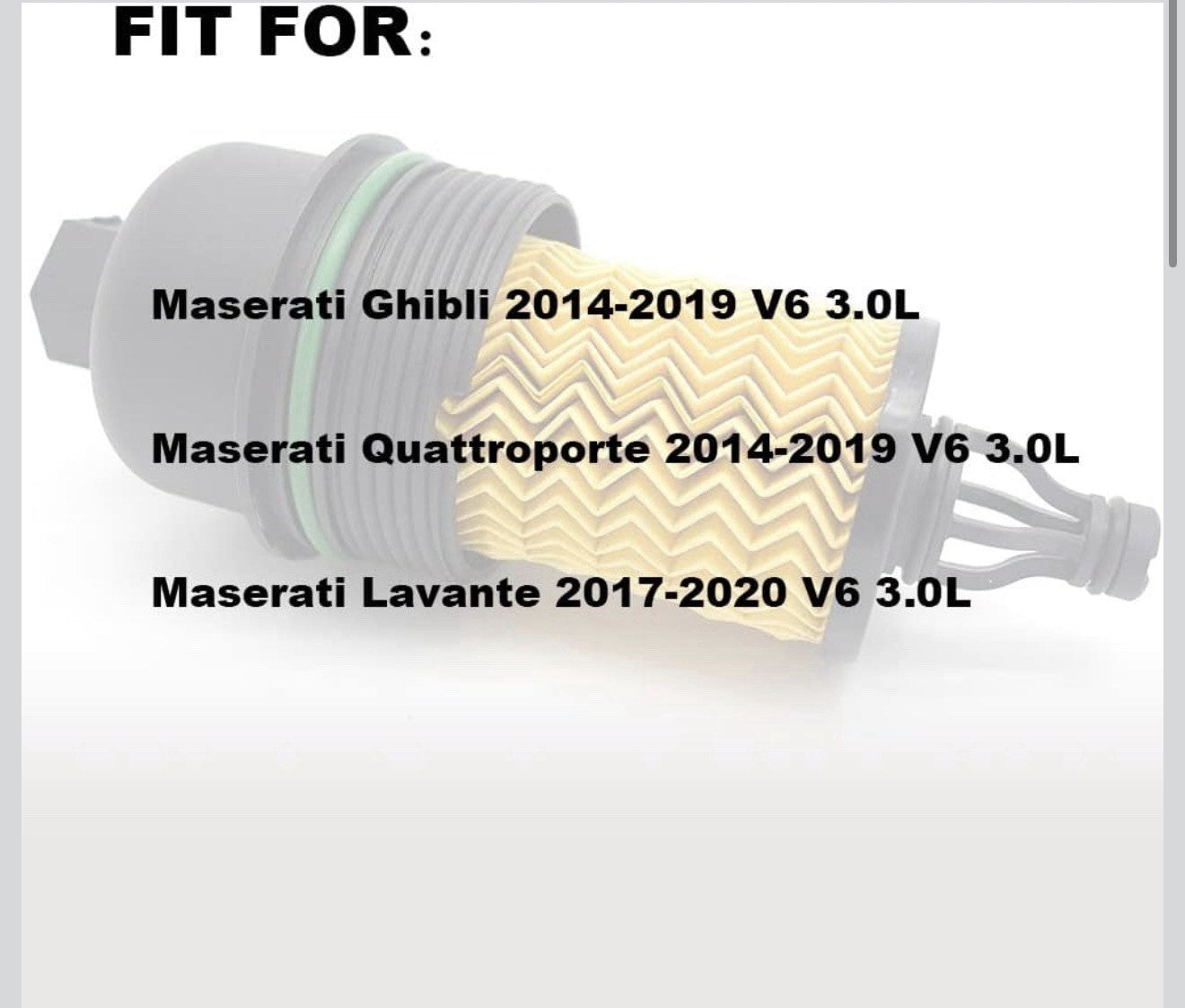 311401 Oil Filter +Cap Fits 2014-2019 Maserati Ghibli & Quattroporte V6 Engines2