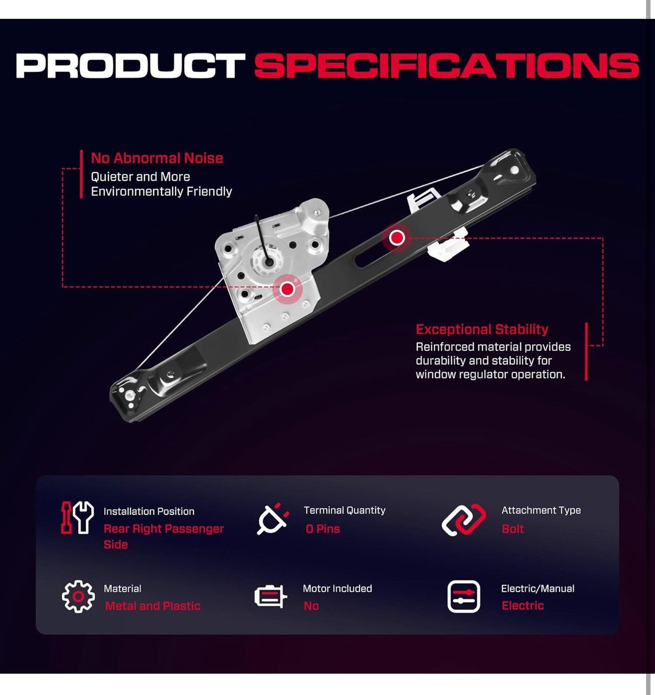  Power Window Regulator with Motor Replacement for BMW Rear Passenger Side (RH)3