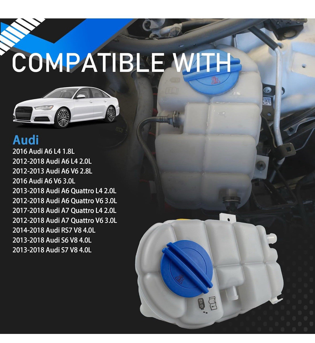 4G0121403G Engine Coolant Reservoir Tank with Sensor & Cap Compatible with 1