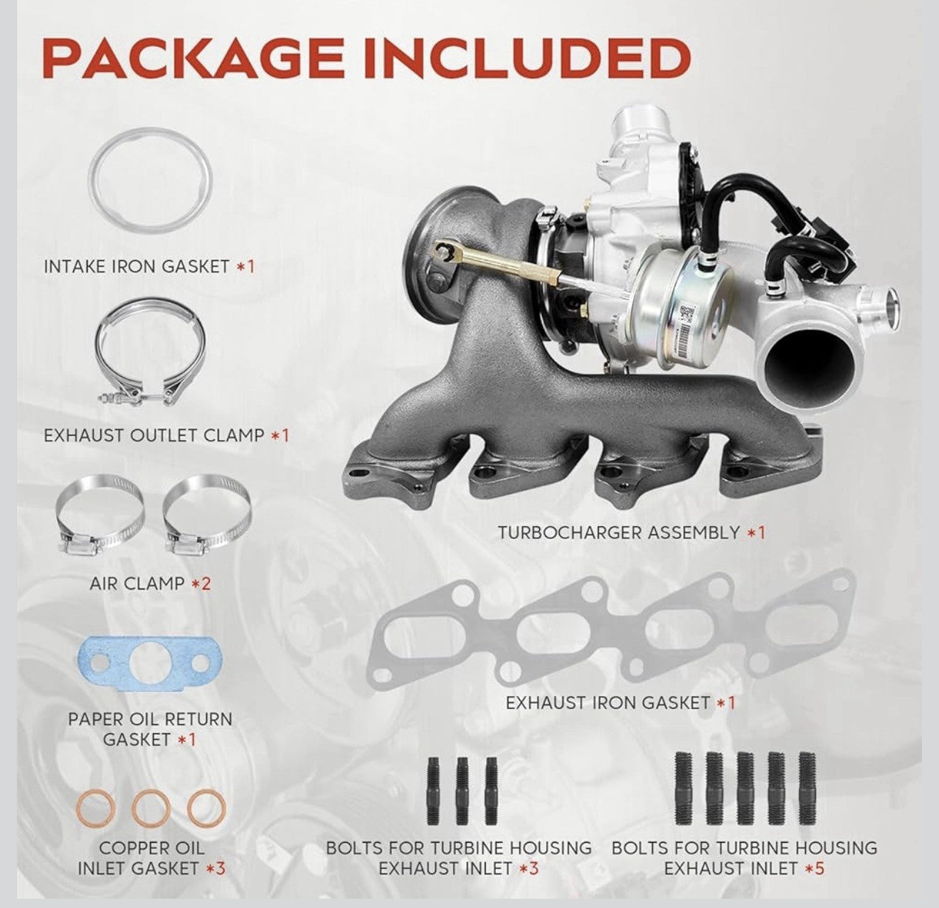 1.4 L Turbocharger with Gaskets Repair kits Compatible with 2011-2015 Chevy Chev2