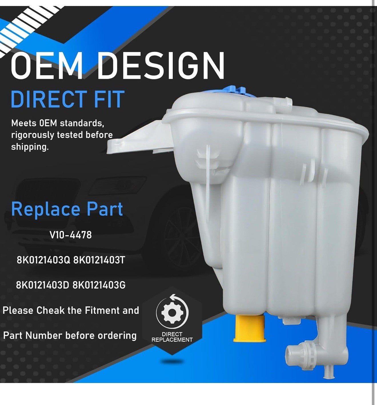 Engine Coolant Reservoir Tank 8K0121403Q Compatible with 2012-2016 Audi A4 A5 3