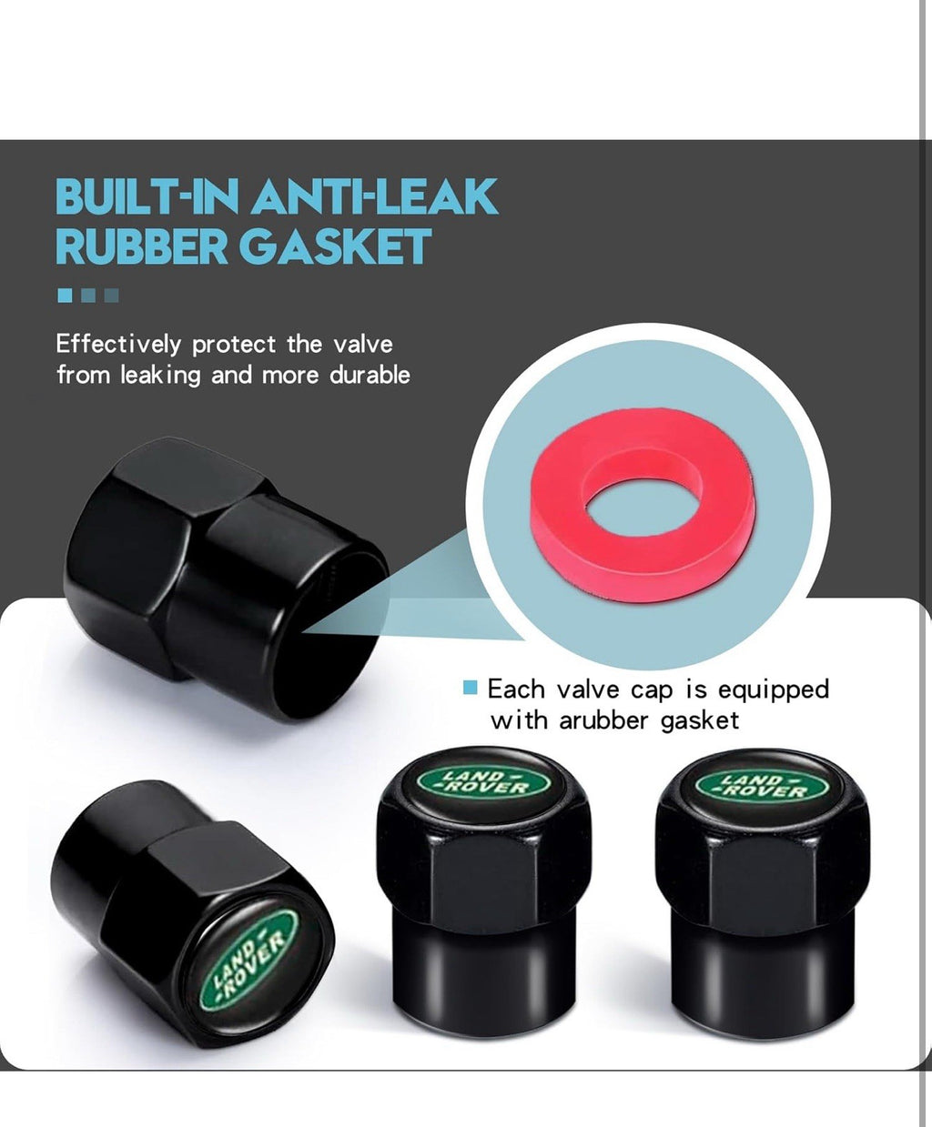 Tire Valve Stem Caps for Land Rover BLACK Metal Car Wheel Air caps Auto Valve1