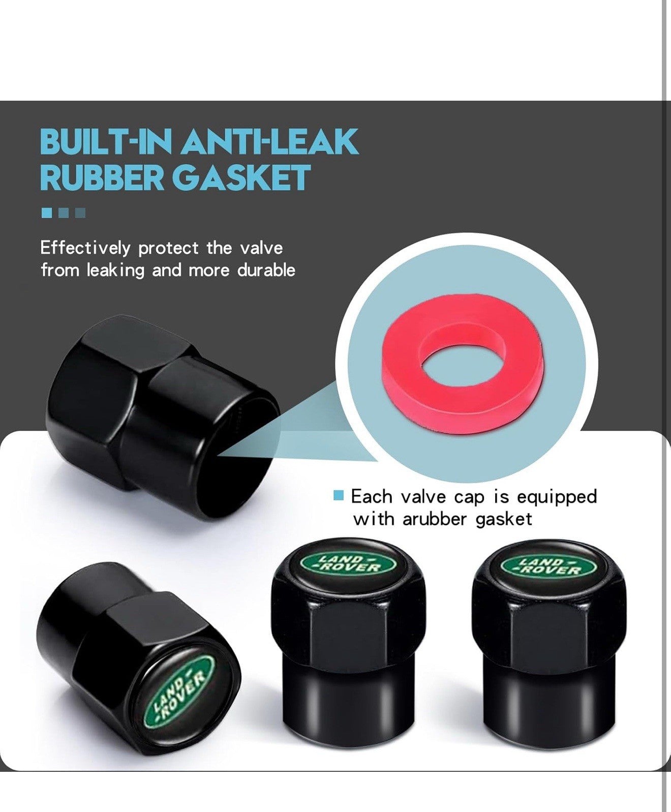 Tire Valve Stem Caps for Land Rover BLACK Metal Car Wheel Air caps Auto Valve1