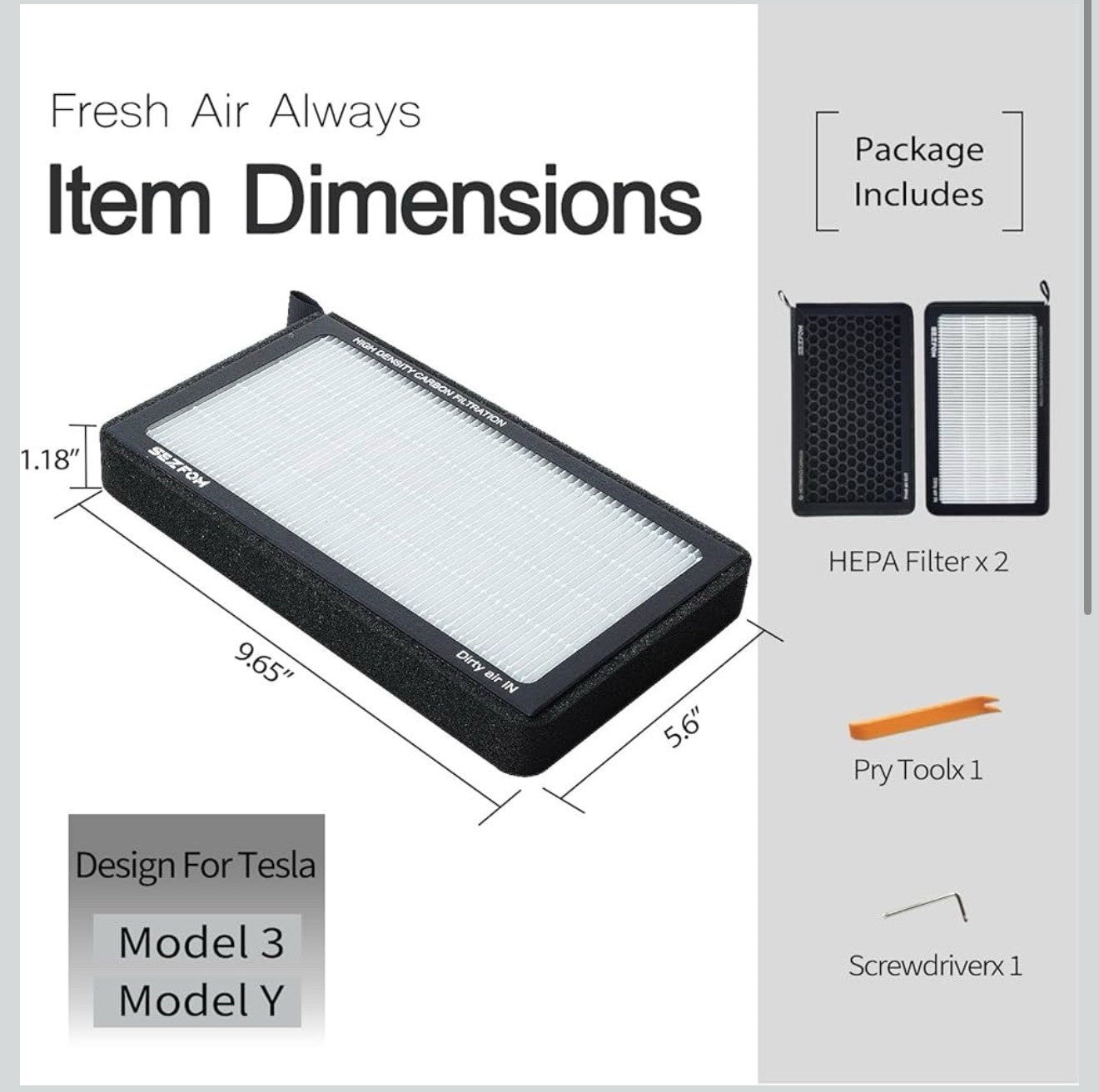 Air Filter for Model Y Model 3 2016-2025, 2 Pack Cabin Air Filter4