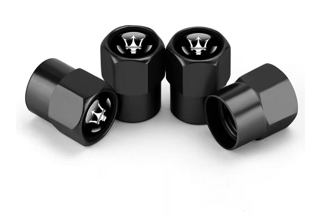 4PCS Maserati Logo Tire Valve Caps – Durable Metal Air Dust Covers3