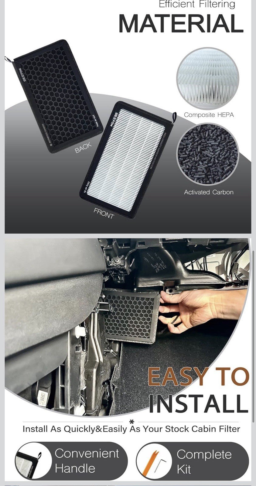 Air Filter for Model Y Model 3 2016-2025, 2 Pack Cabin Air Filter1