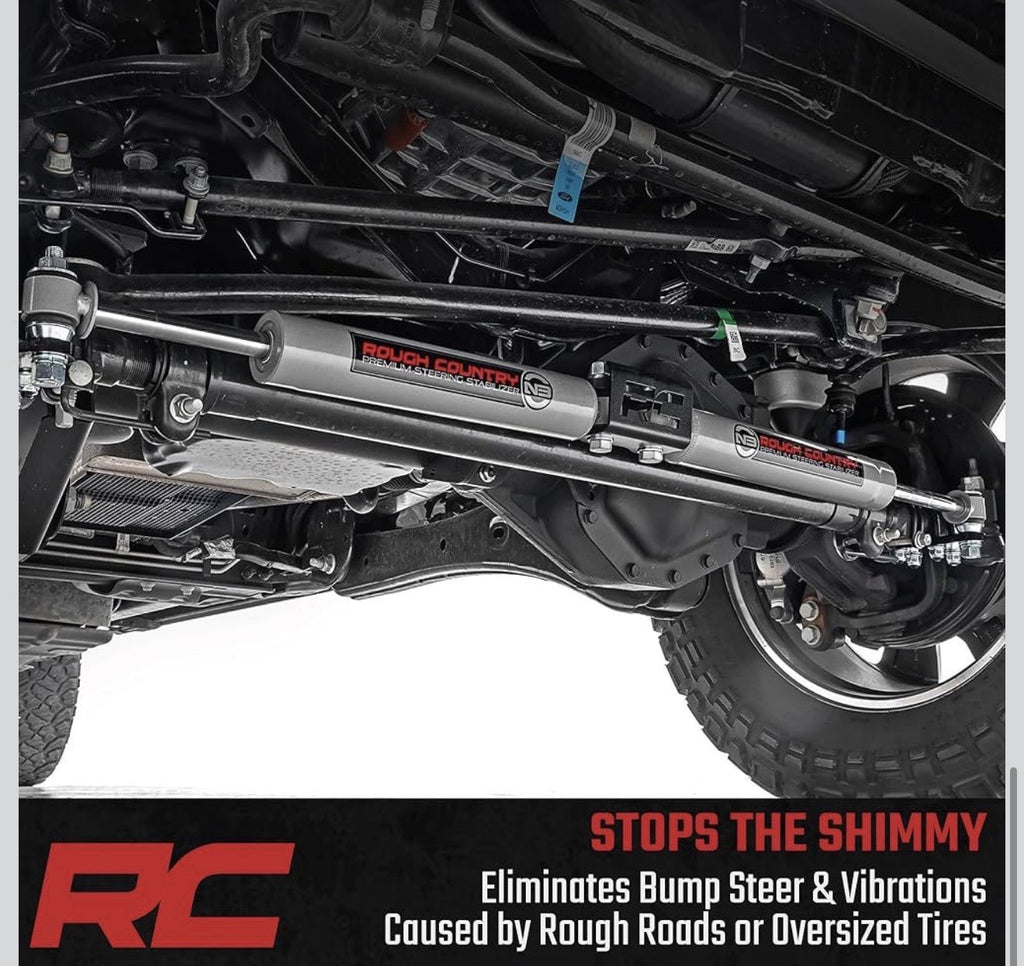 Rough Country V2 Steering Stabilizer Dual for Jeep Wrangler JK (2007-2018)3