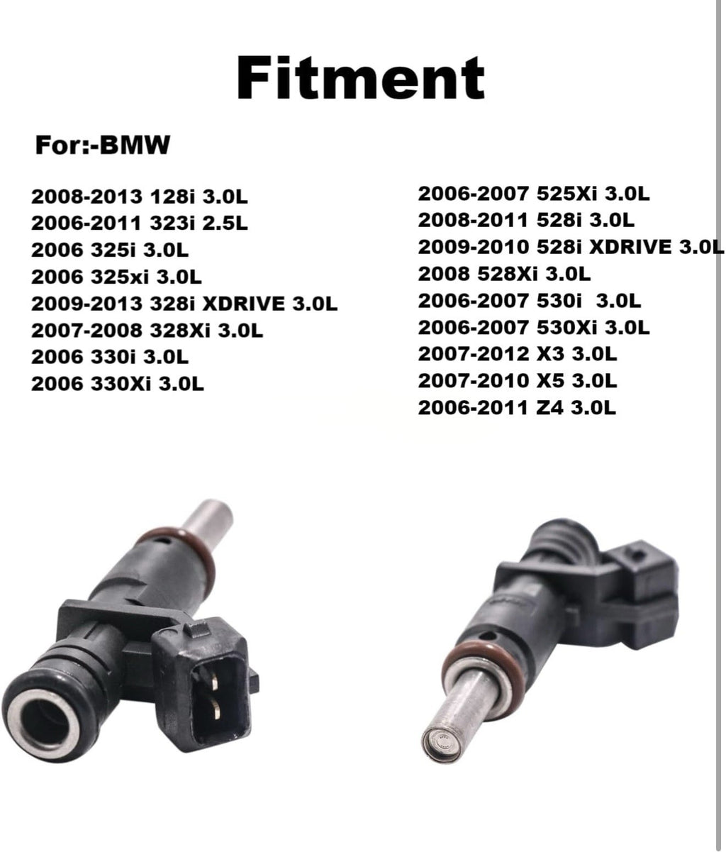 6  Fuel Injectors for BMW N52B25 2.5L N52B30 3.0L i6 Cylinder 75316342