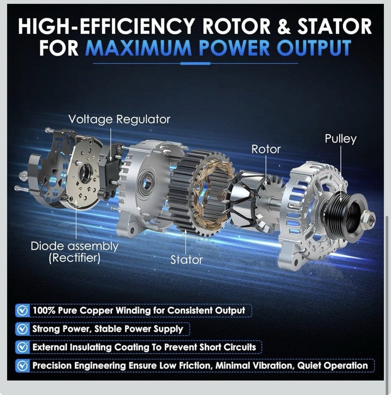 Alternator Compatible with 2008-2013 128i 07-09 323i 07-13 328i 2009-2013L63.0NA7