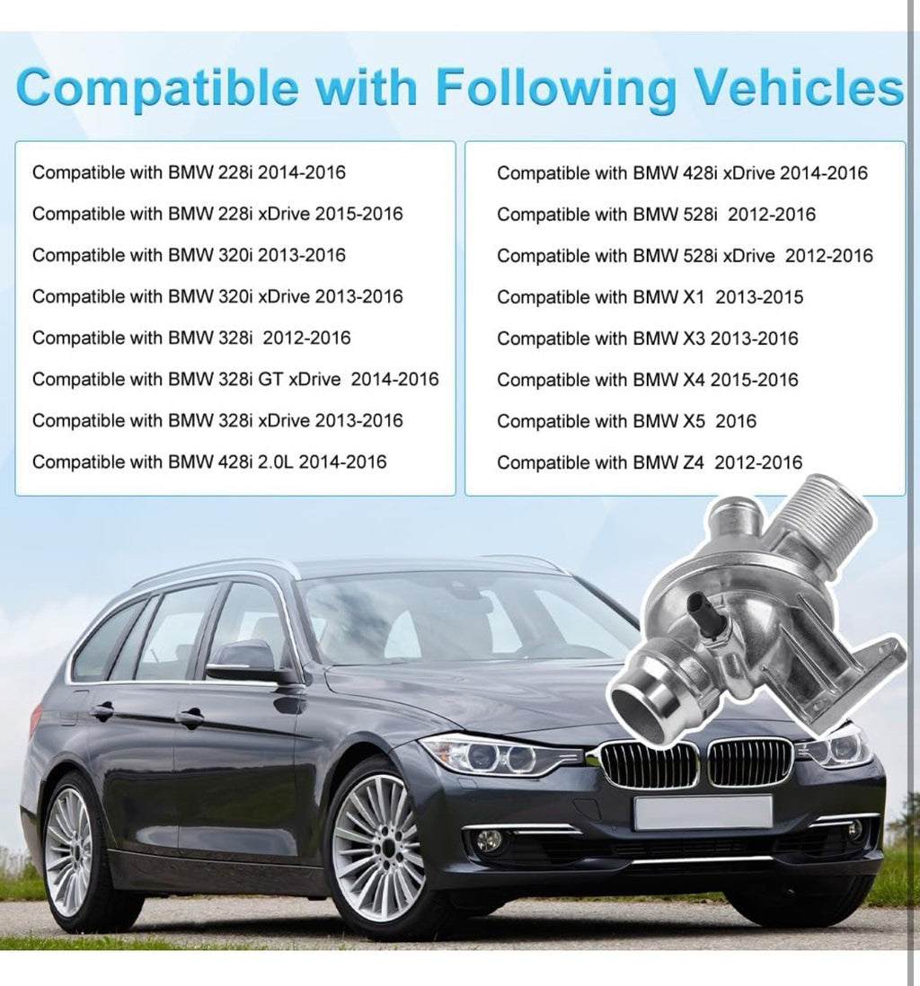 Aluminium Engine Coolant Thermostat Housing Compatible with 2012-2016BMW 220iN206