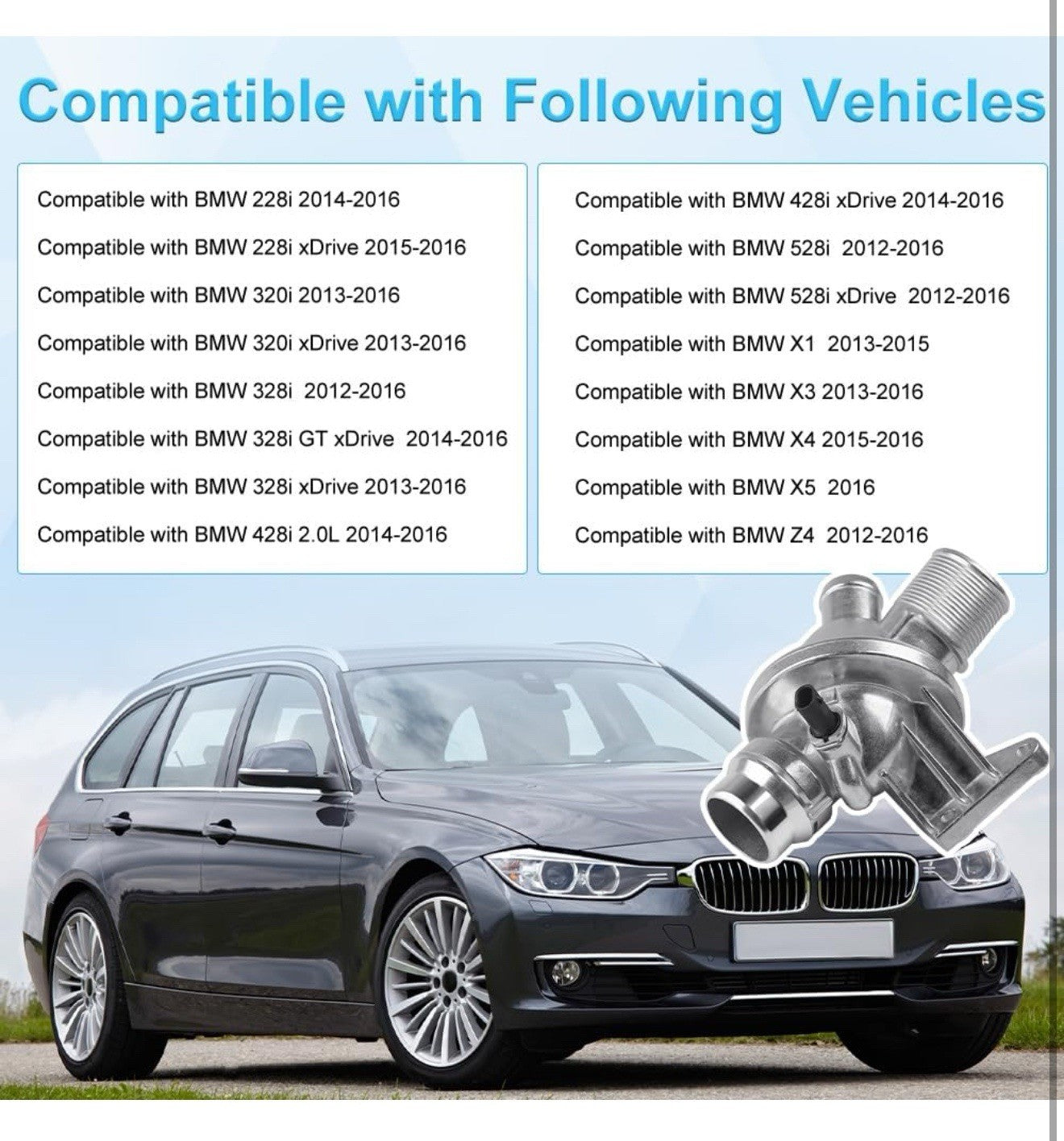 Aluminium Engine Coolant Thermostat Housing Compatible with 2012-2016BMW 220iN206