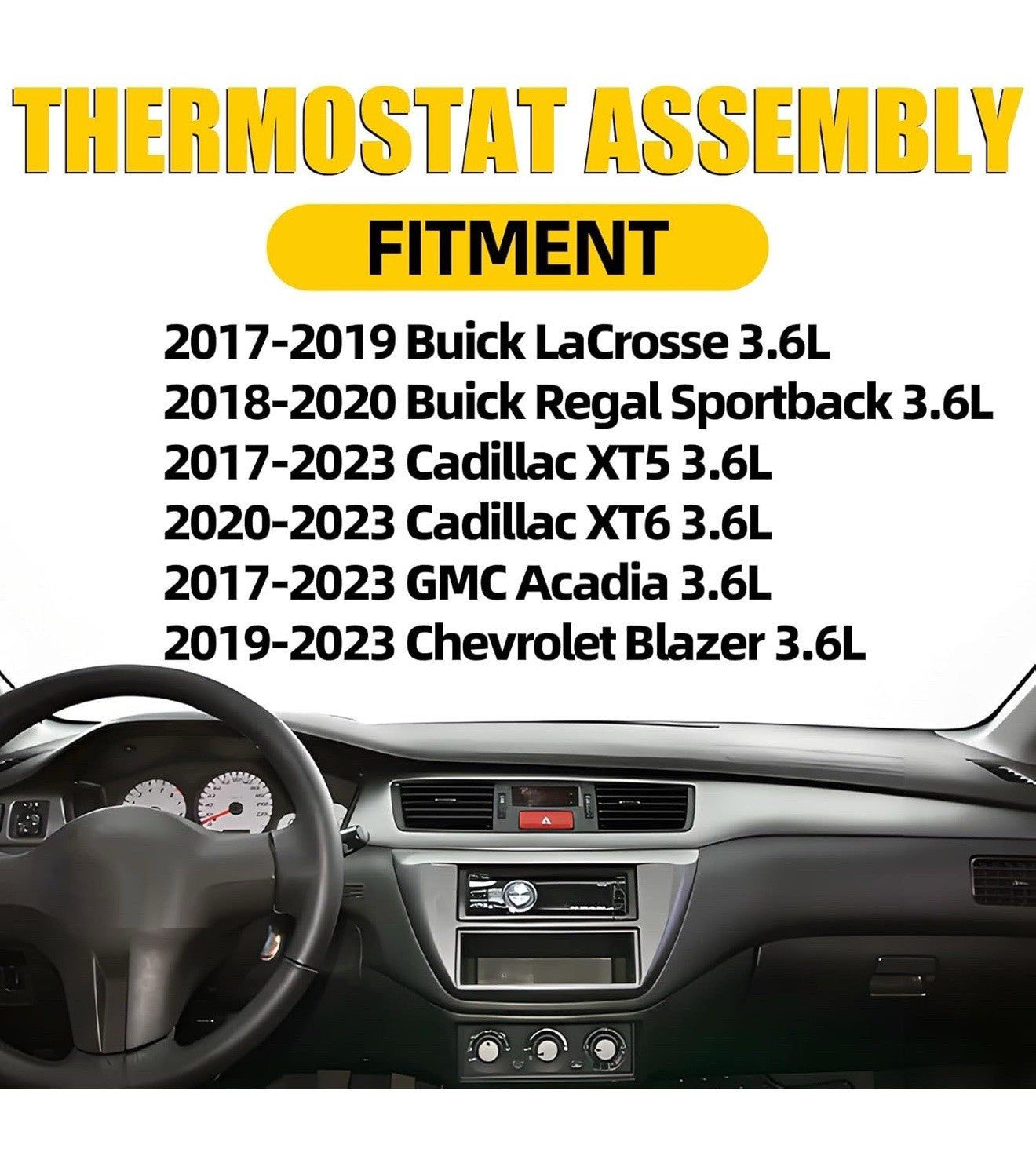 Coolant Thermostat Housing Assembly compatible with 2017-2023 Buick Cadillac3.61
