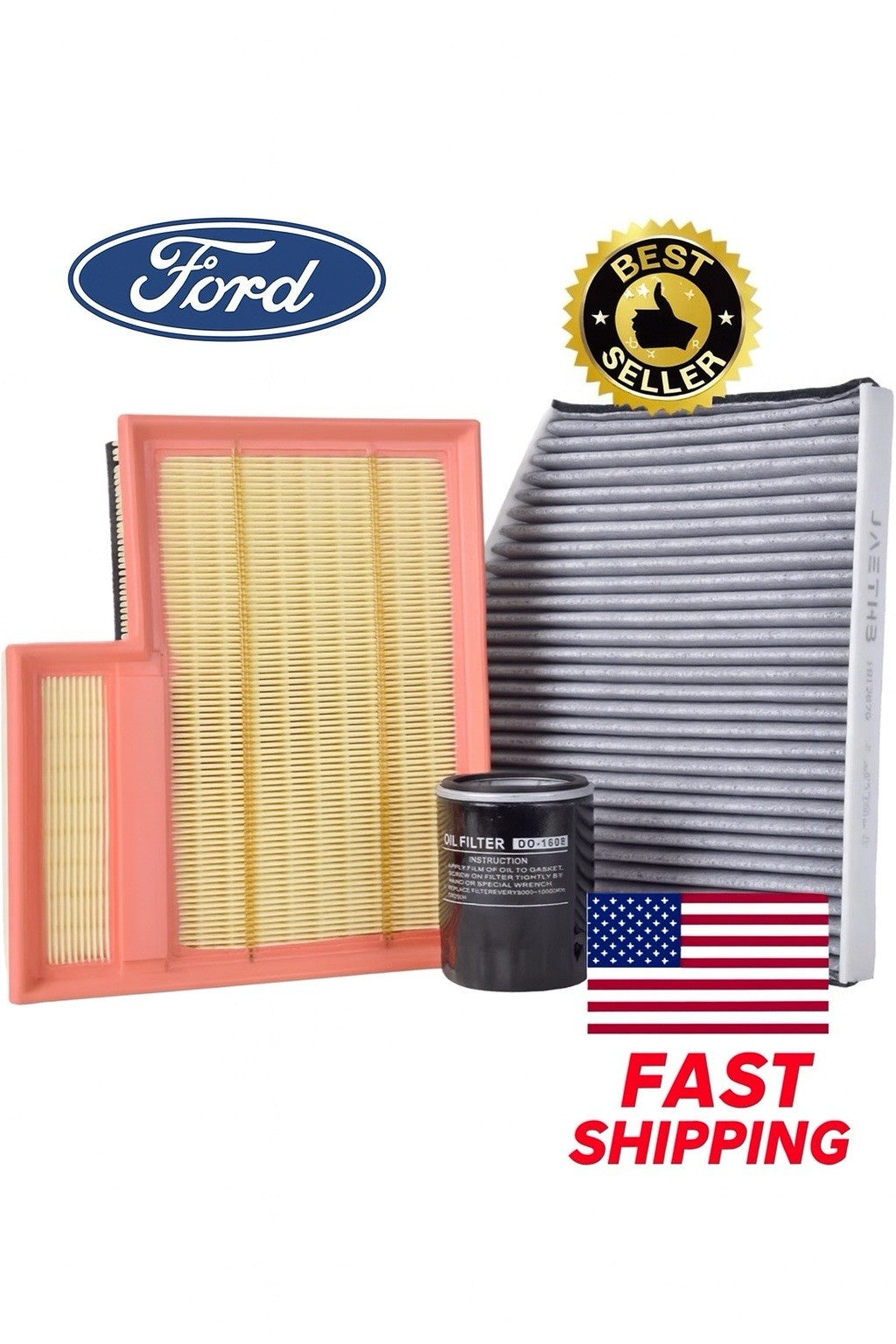 Engine & Cabin Air Filter, Oil Filter Set for Ford Transit 2.0 3.2 3.5 3.70