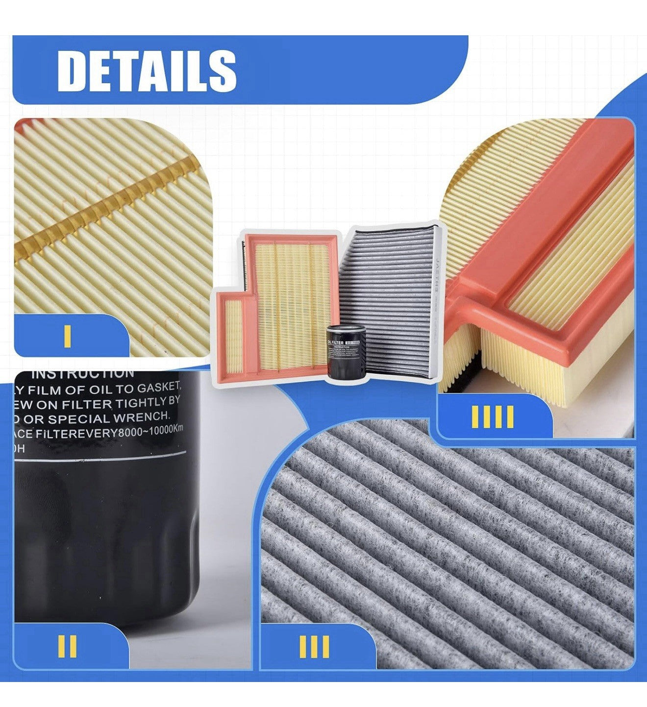 Engine & Cabin Air Filter, Oil Filter Set for Ford Transit 2.0 3.2 3.5 3.72