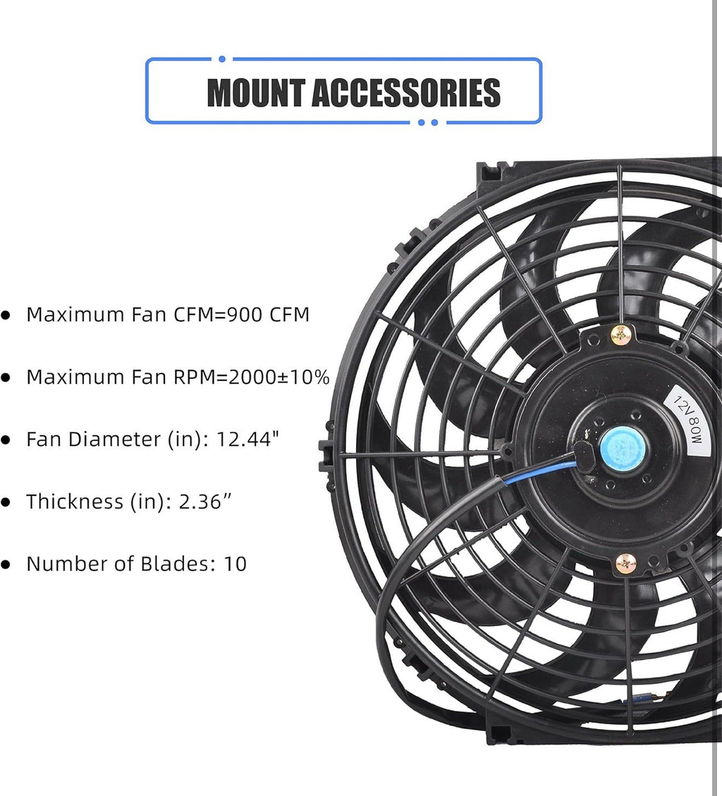 12" 12 Inch 80W 12V Universal Push / Pull Car Electric Slim Radiator Cooling Fan2