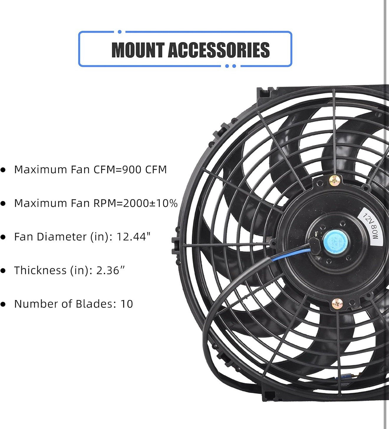 12" 12 Inch 80W 12V Universal Push / Pull Car Electric Slim Radiator Cooling Fan2