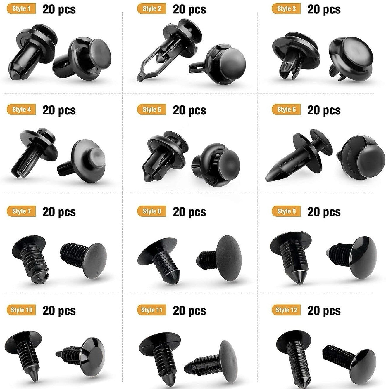 GOOACC - GRC-33 240PCS Bumper Retainer Clips Car Plastic Rivets Fasteners Pus...3