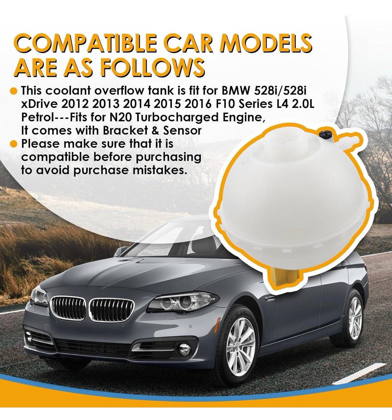 17138614293 Engine Coolant Reservoir Tank w/Sensor & Bracket, Compatible with...3