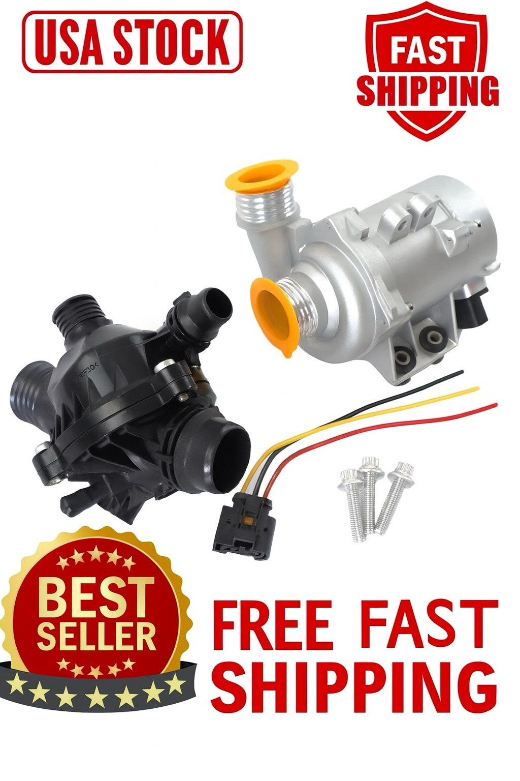 Electric Engine Water Pump W/Thermostat Compatible with BMW X3 Z4 X5 E90 328i 320