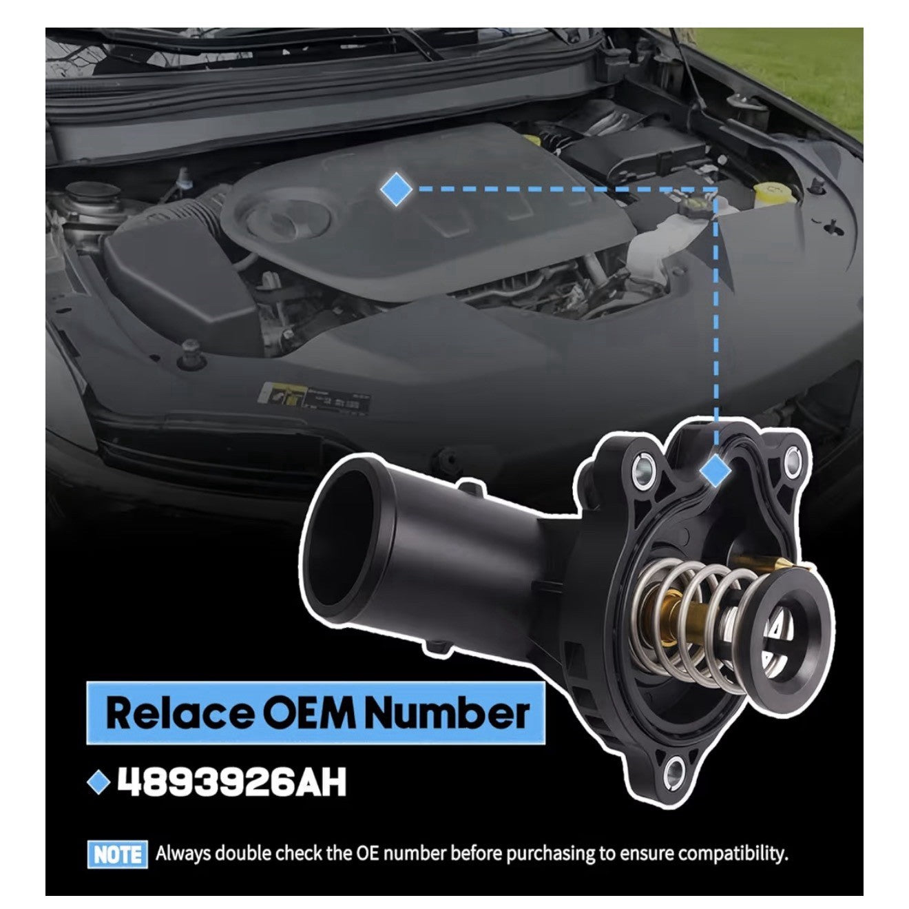 16-25 DODGE JEEP RAM RADIATOR THERMOSTAT & HOUSING  4893926AH4