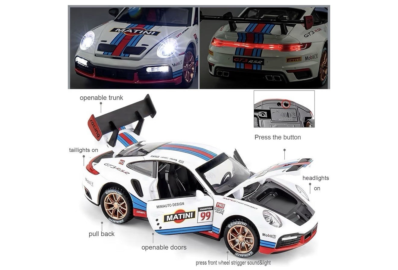 Toy Cars for 911 GT3 RS RSR Turbo S, 1:32 Alloy Diecast Model Cars,Pull Back Car2