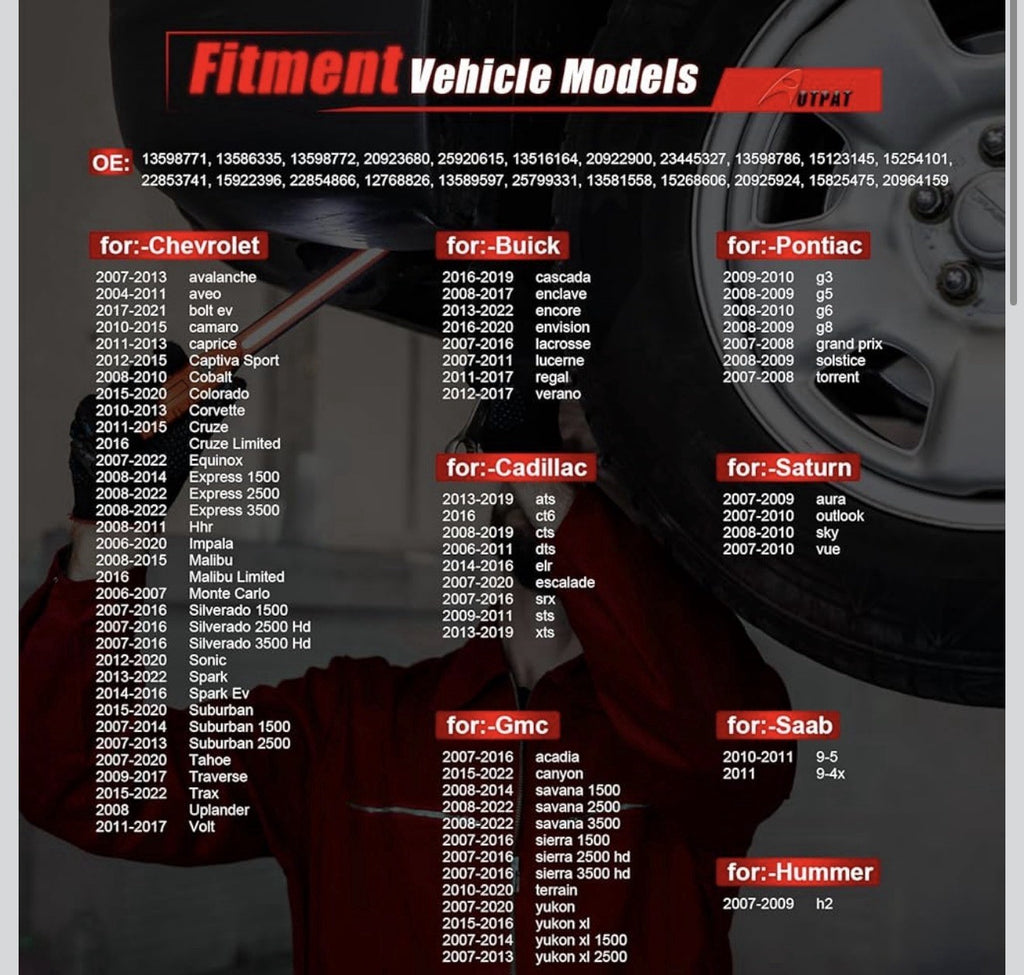 Pre-Programmed TPMS Sensor 315Mhz Fits for:-Chevy Tahoe 2007-2020, Impala 2006 5