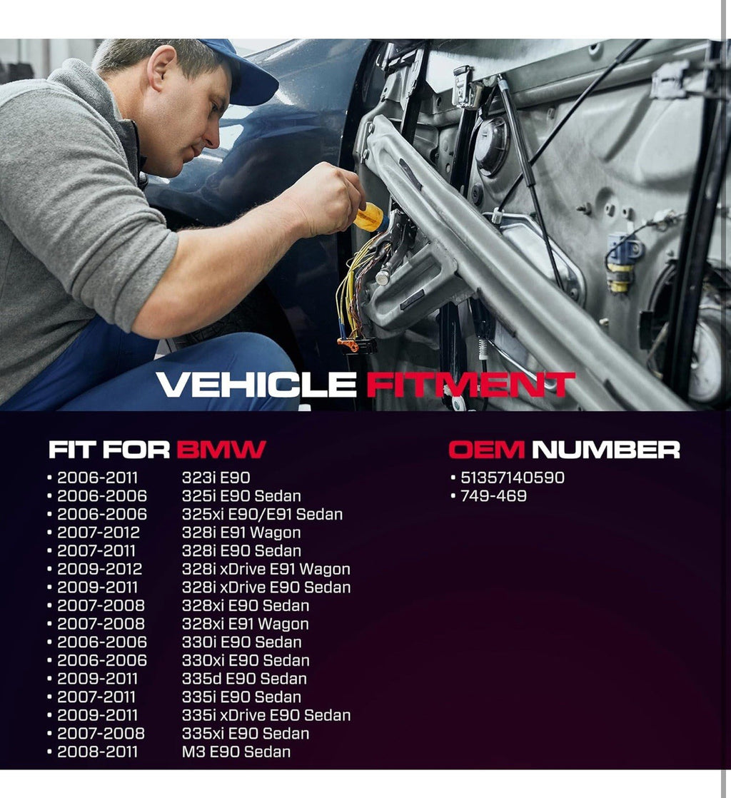  Power Window Regulator with Motor Replacement for BMW Rear Passenger Side (RH)1