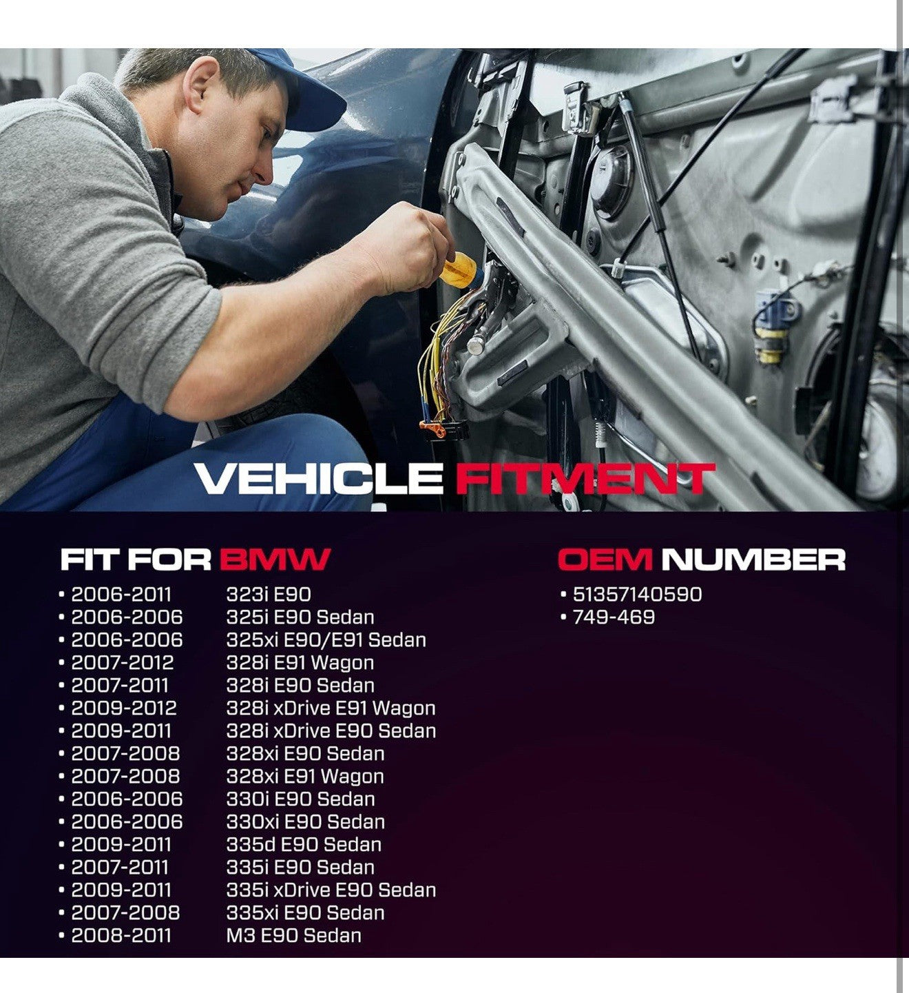  Power Window Regulator with Motor Replacement for BMW Rear Passenger Side (RH)1