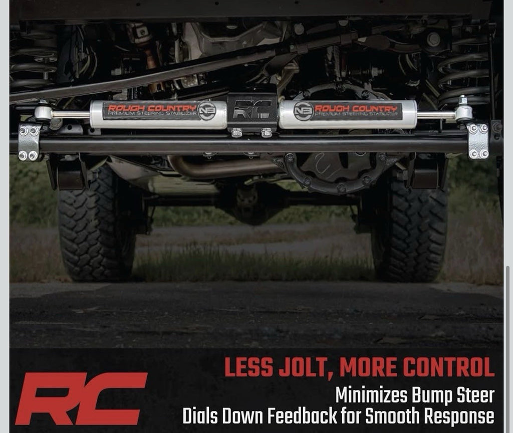 Rough Country V2 Steering Stabilizer Dual for Jeep Wrangler JK (2007-2018)4