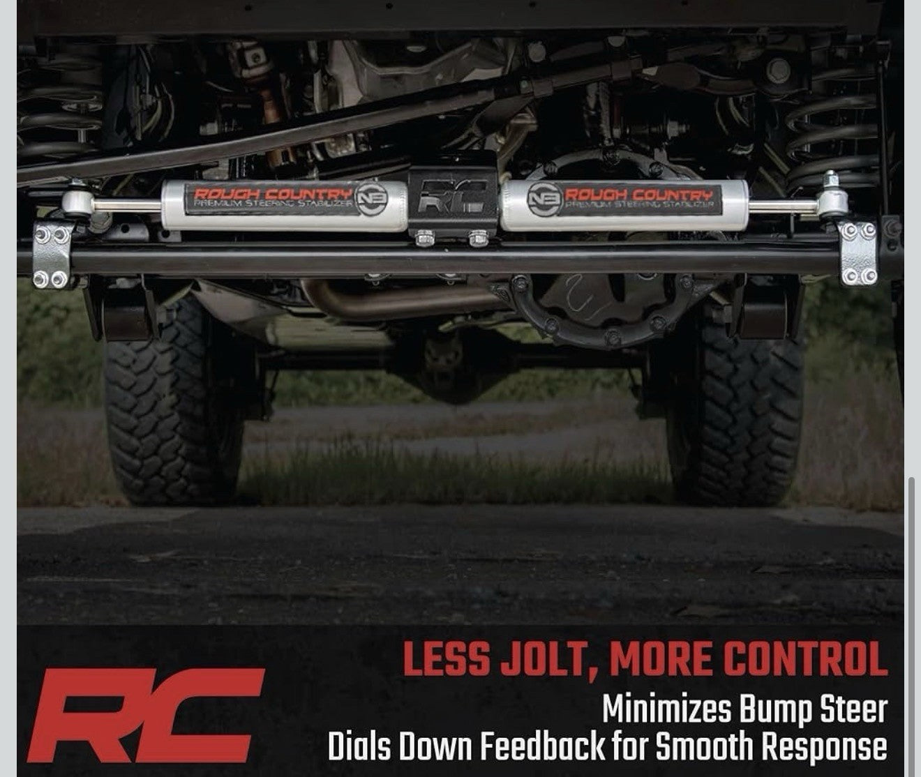 Rough Country V2 Steering Stabilizer Dual for Jeep Wrangler JK (2007-2018)4