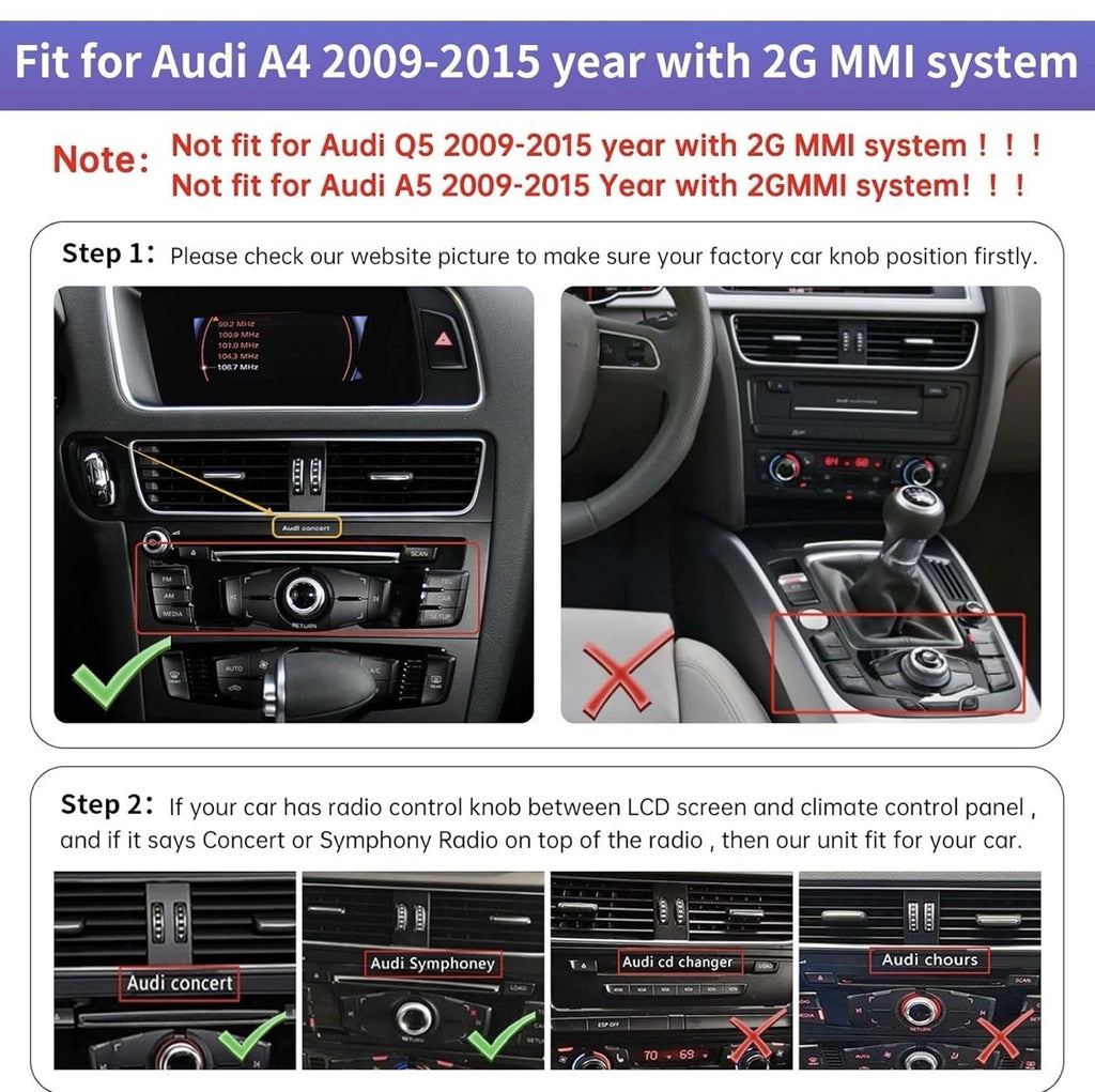 8.9 Inch Wireless CarPlay/Android Auto Touchscreen for Audi A4 (2009 8.9-2GMMI2