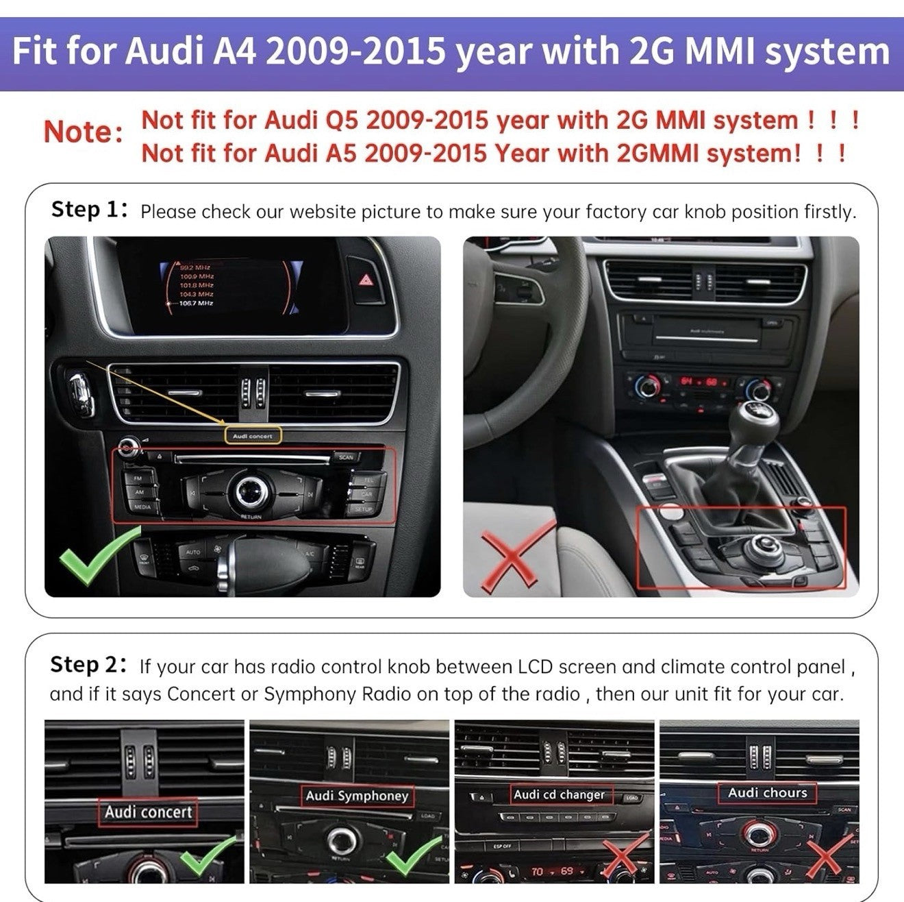 8.9 Inch Wireless CarPlay/Android Auto Touchscreen for Audi A4 (2009 8.9-2GMMI2