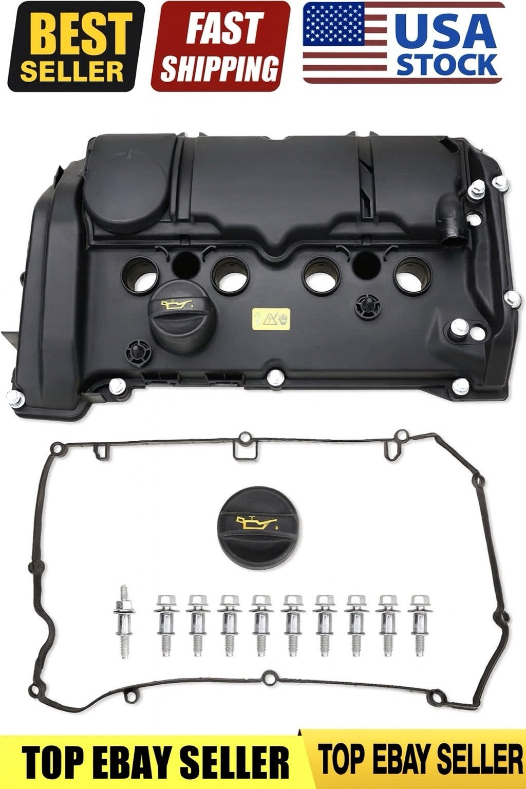 11127646552 Engine Valve Cover Kit, with Gasket, Bolts and Oil Cap Fit for 20...0