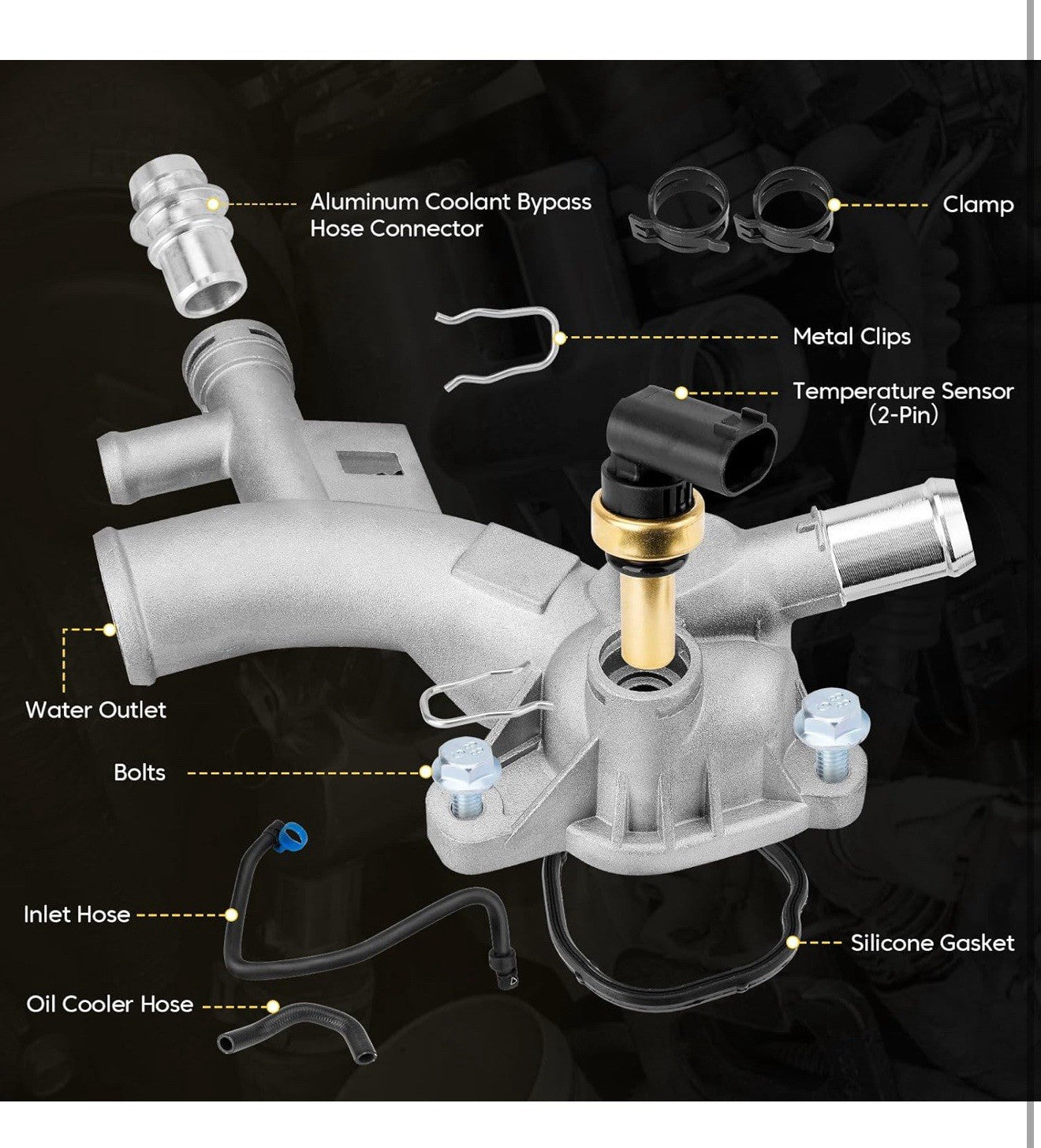 Engine Coolant Housing Water Outlet Hose Fit Chevy Cruze Sonic Trax Buick Encore3