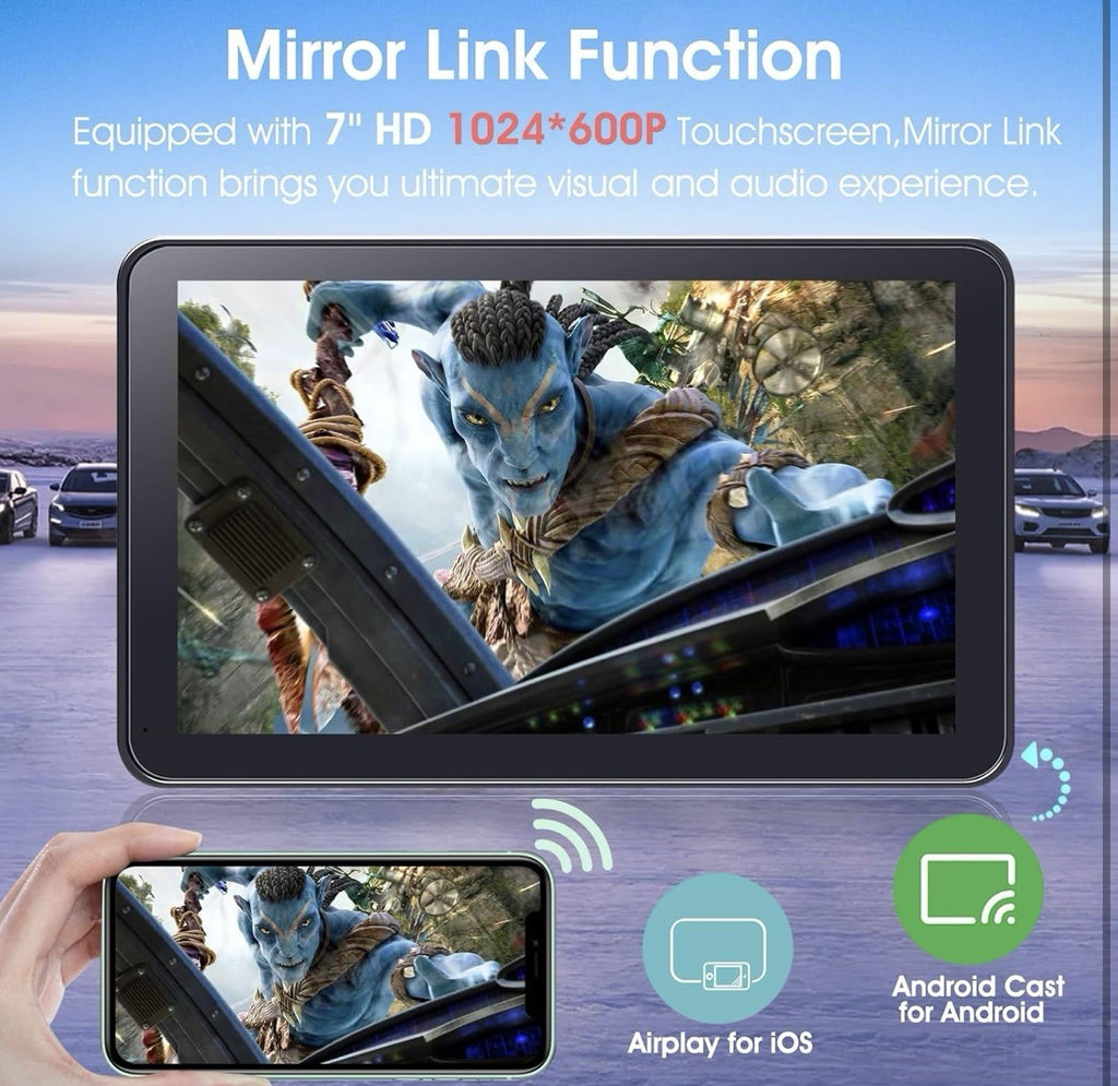 7" Portable Wireless Apple CarPlay & Android Auto Car Stereo Radio+Backup Camera3