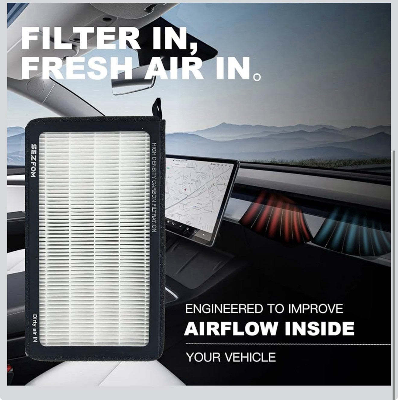 Air Filter for Model Y Model 3 2016-2025, 2 Pack Cabin Air Filter0