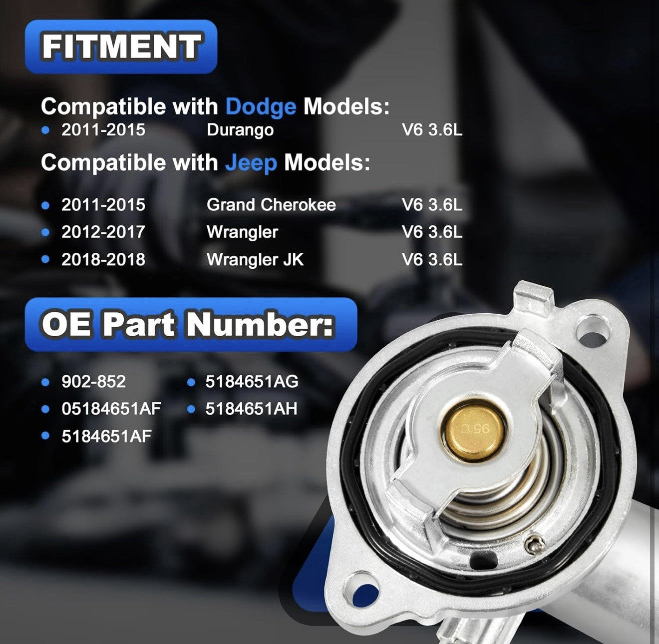 Upgrade Aluminium Thermostat Housing Compatible with Dodge Jeep 3.6 3.6L - 2011-1