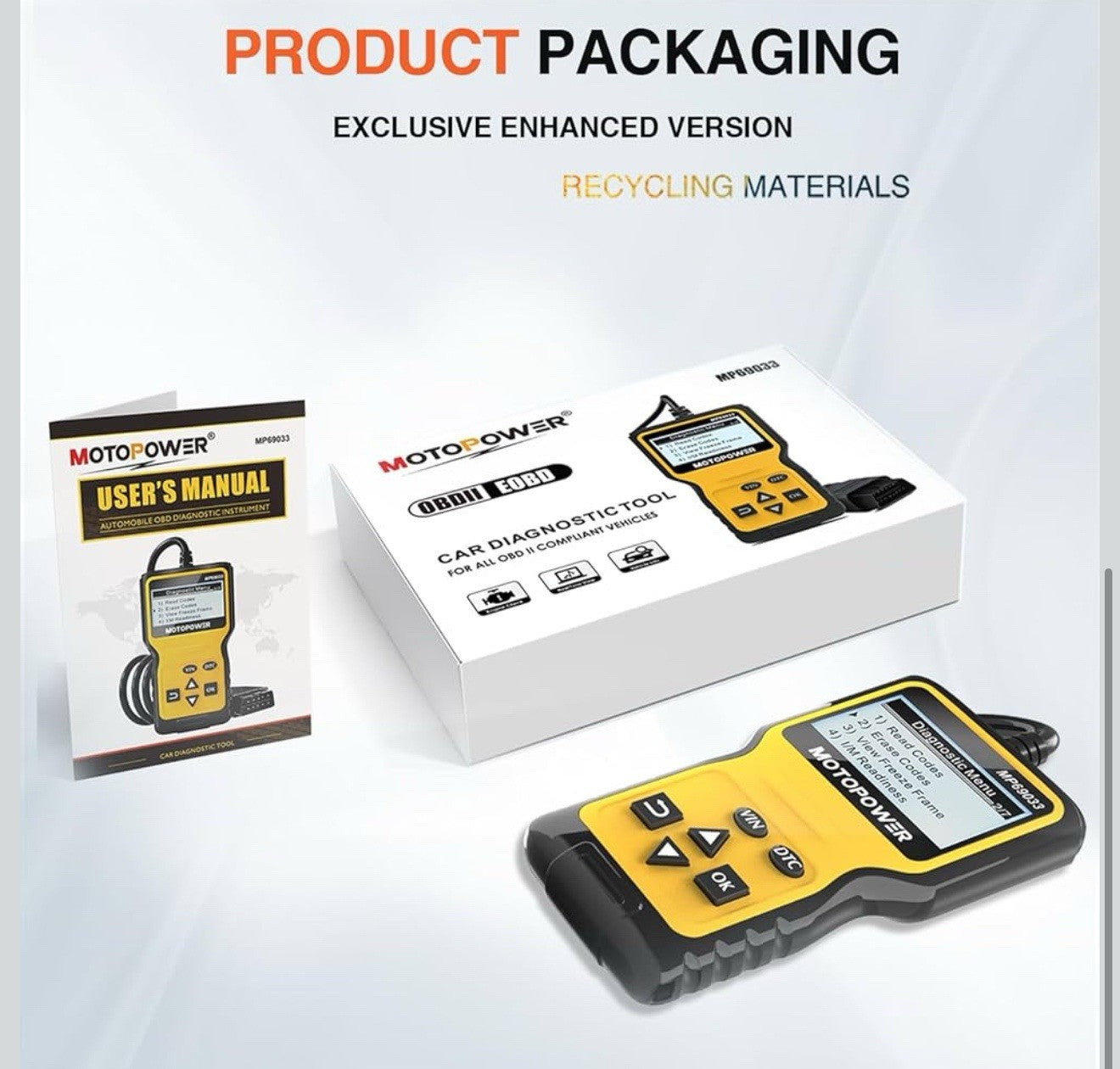 MOTOPOWER MP69033 Car OBD2 Scanner Code Reader Engine Fault Scanner CAN Diagnost3