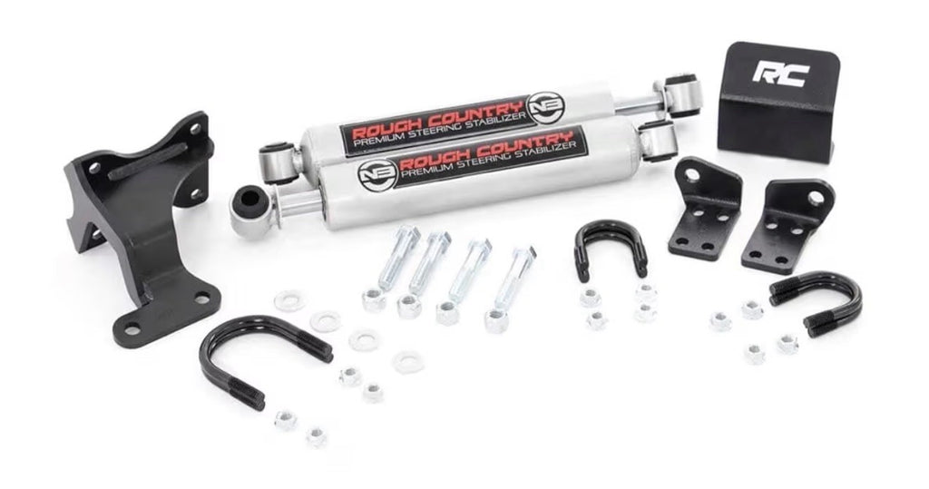 Rough Country V2 Steering Stabilizer Dual for Jeep Wrangler JK (2007-2018)0