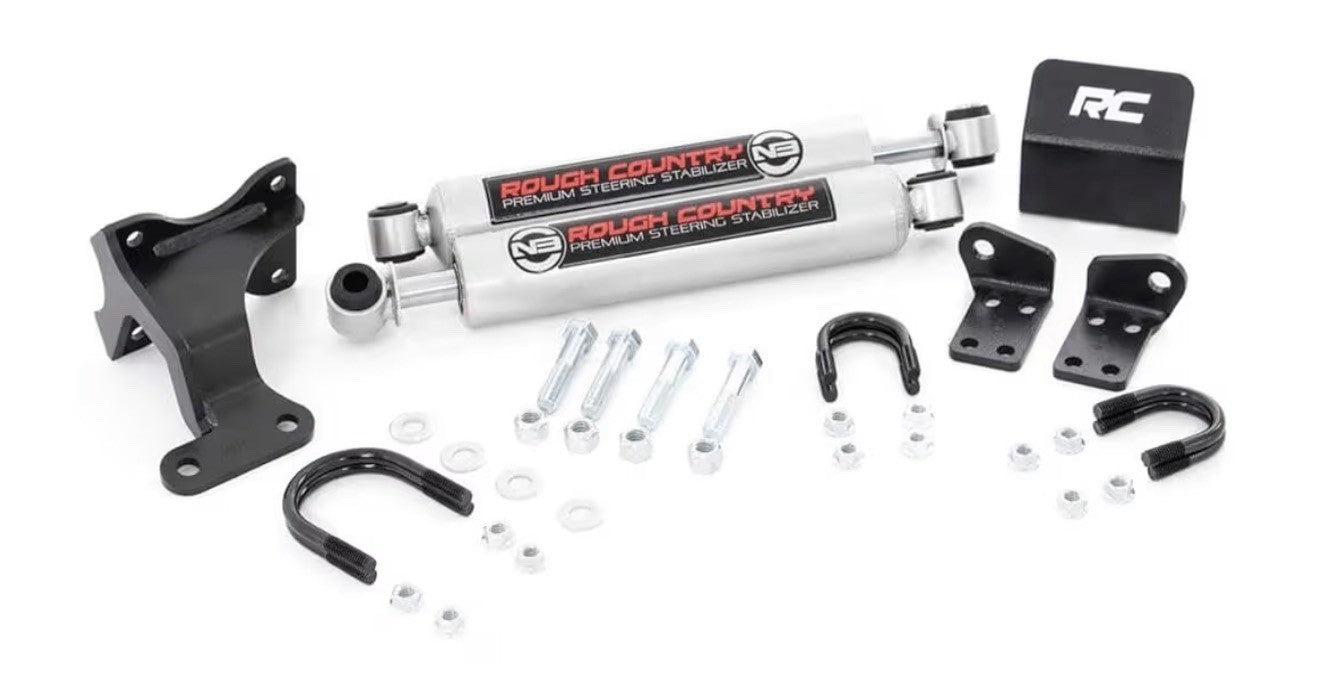 Rough Country V2 Steering Stabilizer Dual for Jeep Wrangler JK (2007-2018)0