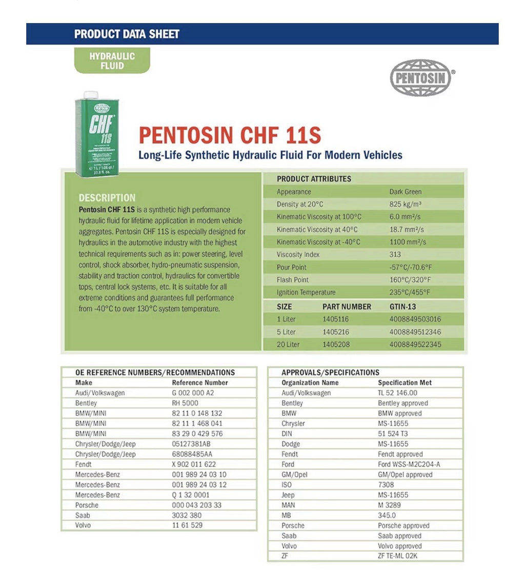 Pentosin CHF11s BMW Audi Mercedes VW Mini 1 Liter4