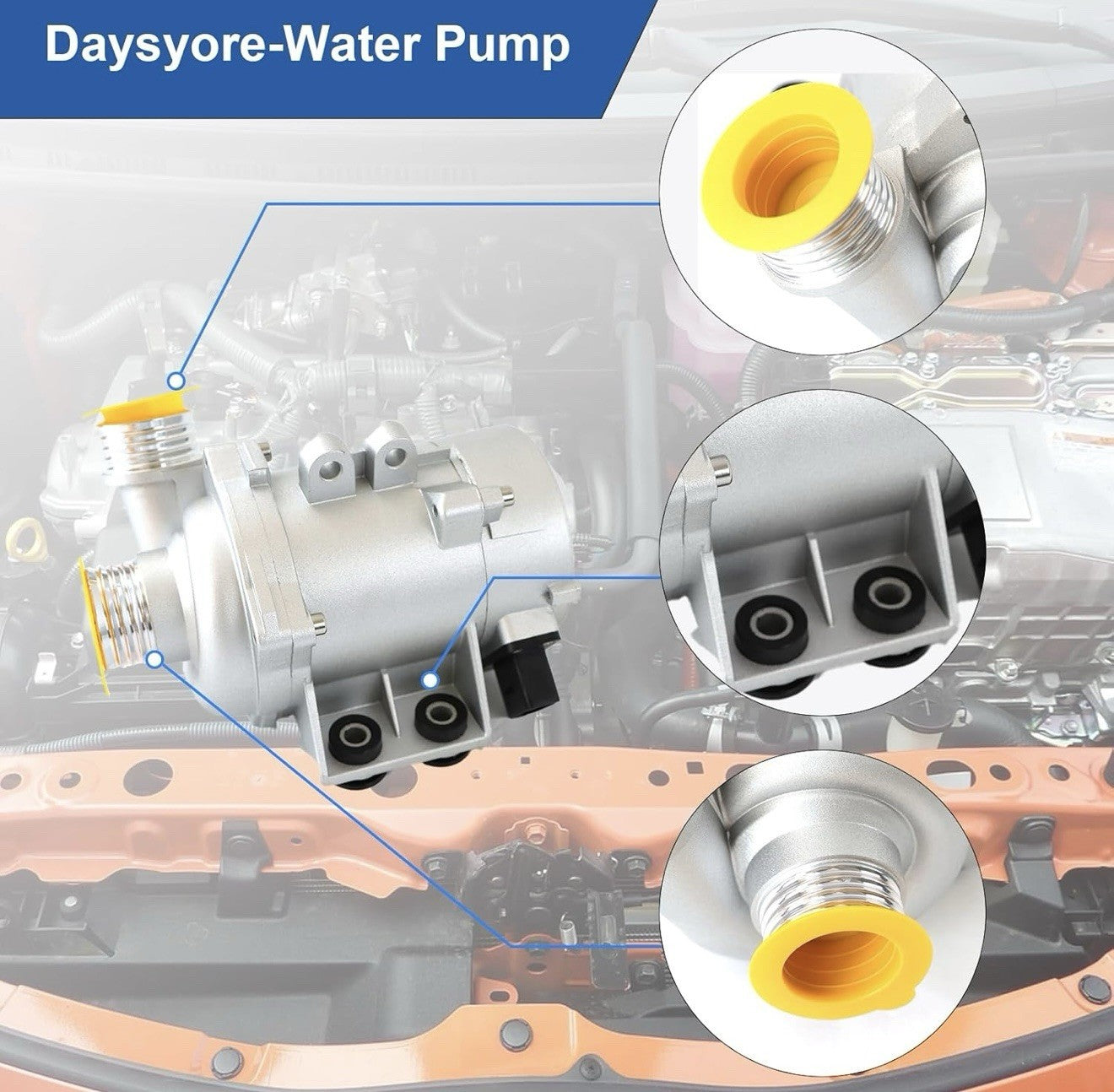 Electric Engine Water Pump W/Thermostat Compatible with BMW X3 Z4 X5 E90 328i 323